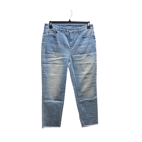 Chico’s So Slimming Girlfriend Crop Jeans Blue Size 1(M Short) Coastal Preppy - Picture 2 of 13